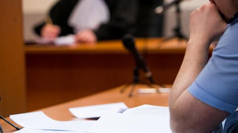 Man testifying in court