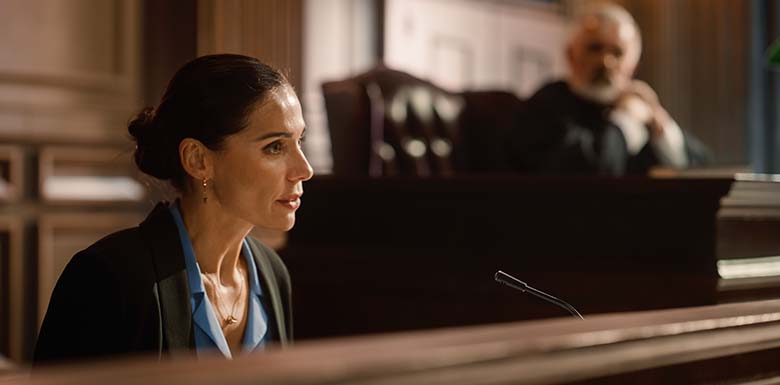 Woman testifying in court